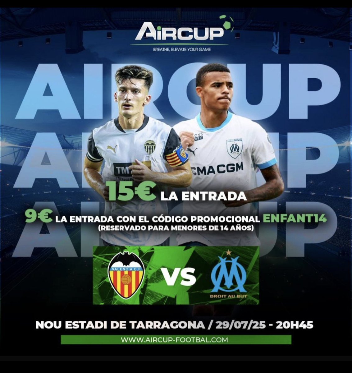 bcnFD's tweet image. 2e FOURNÉE DE L'OM 🔵⚪ les amis
Il reste encore des places pas chères du tout demain (20h45) à Tarragone entre l'OM et Valence.
Je connais le coin : la plage est à 5 min à pied du stade. C'est magnifique. Pour ceux qui sont en vacances ds le coin, n'hésitez pas!! RT appréciés