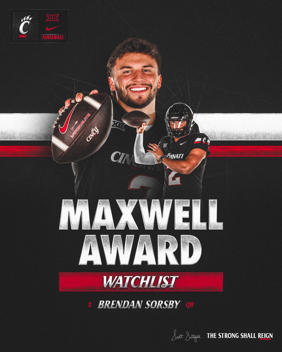 Cincinnati Football (@gobearcatsfb) on Twitter photo π <a href="/Brendan_Sorsby2/">Brendan Sorsby</a> has been named to the 2025 Maxwell Award watchlist
More Β» gobearcats.com/news/2025/7/28β¦ π <a href="/Brendan_Sorsby2/">Brendan Sorsby</a> has been named to the 2025 Maxwell Award watchlist
More Β» gobearcats.com/news/2025/7/28β¦