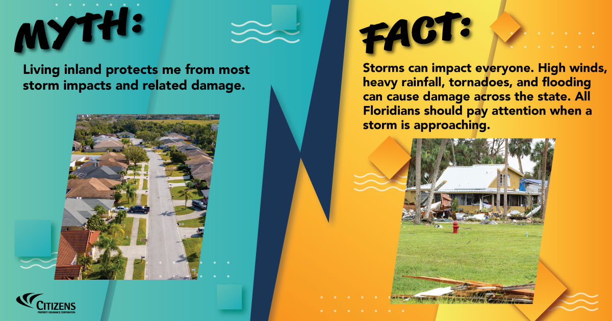 citizens_fla's tweet image. #CheckYourPrep: Hurricanes are not just a coastal risk. Inland communities can be heavily impacted, too. No matter where you live in Florida, be #weatherready by knowing what to do and how to protect your family and home. More info: ow.ly/kpiZ50WsVMS. #CitizensIsReady