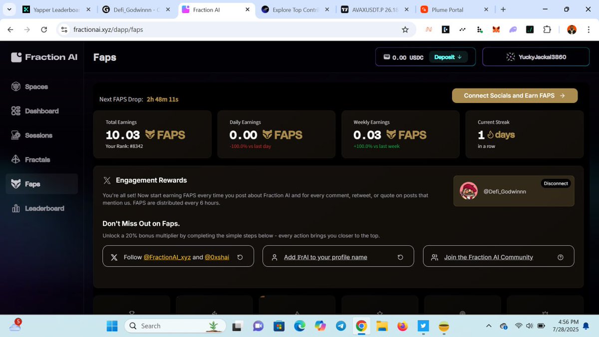 Defi_Godwinnn's tweet image. Day 2 😌

Quick info: 

@FractionAI_xyz just kicked off their FAPS campaign, and it’s getting wild out here.
Create bangers, show love on the TL, rack up those Fraction AI Attention Points (FAPS), and you might just secure a piece of the $FRAC airdrop 😮‍💨

This ain’t just noise,…