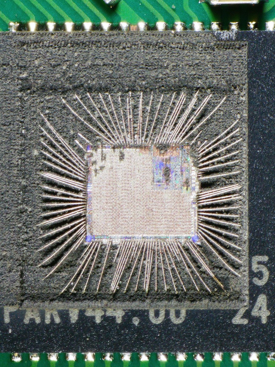 Inspired by <a href="/FraktalCyber/">Fraktal</a>'s Laser Fault Injection rig, I got an xTool F1. I probably need to use some HNO3 to take off the last bit of packaging. The chips no longer work if I go too far, and the die also looks visually damaged.