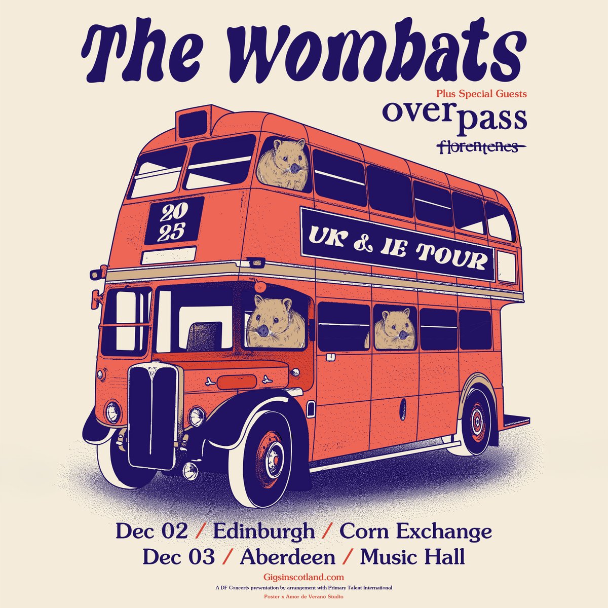 EdinburghCornEx's tweet image. JUST ANNOUNCED: Liverpool Indie Rock band @thewombats are back, coming to the #EdinburghCornExchange 2nd December with special guests Overpass and @florentenes!
Tickets on sale Fri 1st Aug at 10am-amg-venues.com/marF50WwaP7