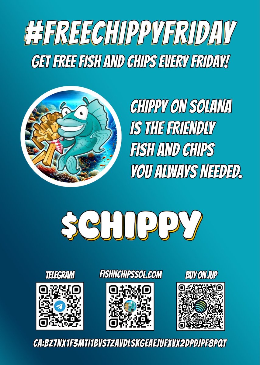 FishnChips - V2 - LAUNCH SOON ๐ฅ๐ (@fishnchipssol) on Twitter photo <a href="/EatwithNomu/">Nomu</a> <a href="/Web3SammyT/">Sammy</a> <a href="/Quantum419/">Simon - NOMU ( )</a> <a href="/PollyAbstract/">Polly</a> <a href="/cryp_theo/">CrypThรฉo | Community Builder</a> <a href="/DLophem/">Daniel de Lophem</a> <a href="/FishnChipSOL/">FishnChips $CHIPPY (BACKUP)</a> Soon, the whole world will be eating a $CHIPPY for FREE, every Friday, from any vendor on the globe!
Now thatโs BIG. ๐ <a href="/EatwithNomu/">Nomu</a> <a href="/Web3SammyT/">Sammy</a> <a href="/Quantum419/">Simon - NOMU ( )</a> <a href="/PollyAbstract/">Polly</a> <a href="/cryp_theo/">CrypThรฉo | Community Builder</a> <a href="/DLophem/">Daniel de Lophem</a> <a href="/FishnChipSOL/">FishnChips $CHIPPY (BACKUP)</a> Soon, the whole world will be eating a $CHIPPY for FREE, every Friday, from any vendor on the globe!
Now thatโs BIG. ๐