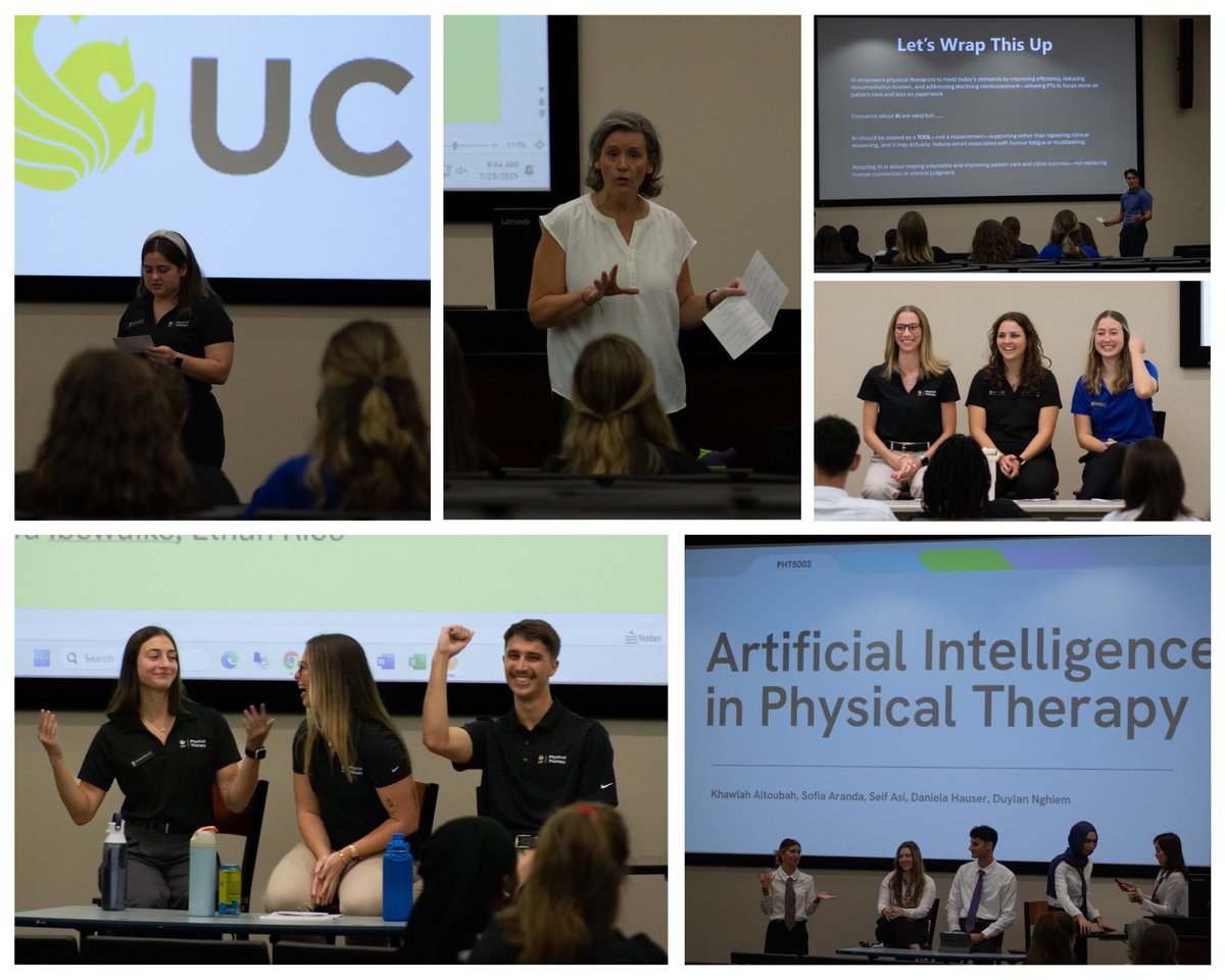 UCF_DPT's tweet image. Debates don&apos;t just teach content—they build confident, well-rounded clinicians.💡💪The @ucfdpt class of 2028 had a war of words at their Oxford Debate, on Friday. 

Eight groups of PT students debated resolutions ranging from AI in the workplace to post-professional residencies!