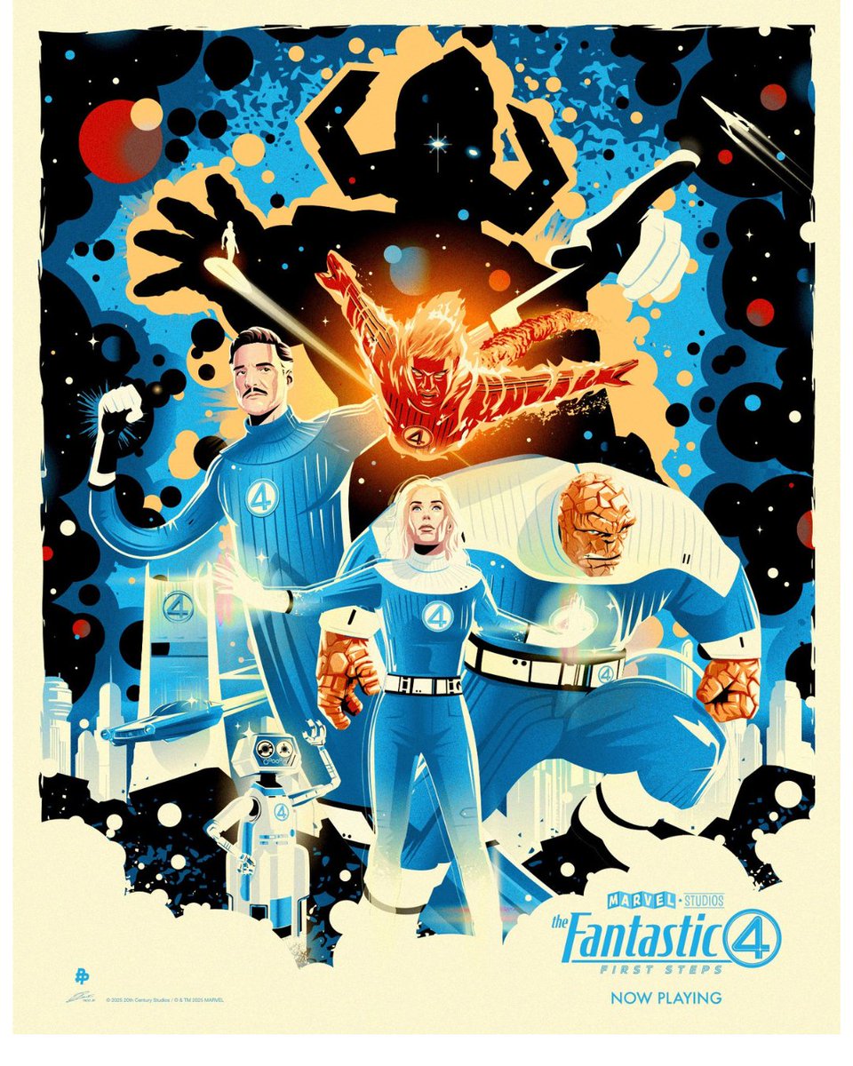 PosterPosse's tweet image. Thrilled to share the first piece from our official @MarvelStudios collaboration for &quot;Fantastic Four: First Steps.&quot; This was illustrated by Poster Posse artist @ricojrcrea. 

Who was YOUR favorite character in the film? 

#FantasticFour #MarvelStudios #PosterPosse