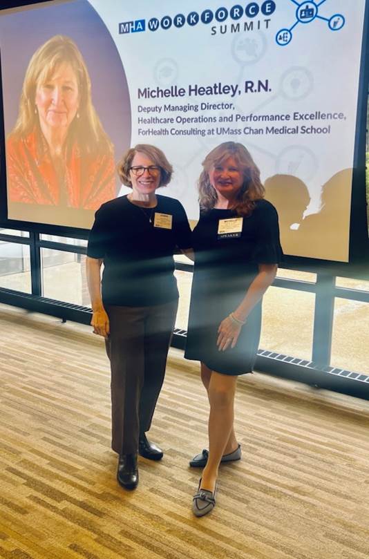 ForHealth Consulting at UMass Chan (@forhealthcnsltg) on Twitter photo Our very own Michelle Heatley recently presented “Transforming Nursing Workforce Planning in Mass.” at the <a href="/MAHealthHosp/">MA Health & Hospital Association</a> Workforce Summit on behalf of the Mass. NCWS.
She is pictured here with Joanne Marqusee (L), assistant secretary for Operational Effectiveness at <a href="/MassHHS/">Mass. Health and Human Services</a>. Our very own Michelle Heatley recently presented “Transforming Nursing Workforce Planning in Mass.” at the <a href="/MAHealthHosp/">MA Health & Hospital Association</a> Workforce Summit on behalf of the Mass. NCWS.
She is pictured here with Joanne Marqusee (L), assistant secretary for Operational Effectiveness at <a href="/MassHHS/">Mass. Health and Human Services</a>.