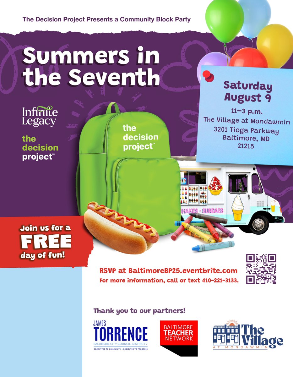 JHUrbanHealth (@jhurbanhealth) on Twitter photo ๐ Looking for family-friendly fun in #Baltimore? Donโt miss Summers in the Seventh, a free community block party from <a href="/TheDecisionPro/">The Decision Projectยฎ</a> & partners!
๐๏ธ Aug 9 | ๐ 11โ3
๐ The Village at Mondawmin
๐ Food, music, games & more!
๐ RSVP: loom.ly/_QBwBjU ๐ Looking for family-friendly fun in #Baltimore? Donโt miss Summers in the Seventh, a free community block party from <a href="/TheDecisionPro/">The Decision Projectยฎ</a> & partners!
๐๏ธ Aug 9 | ๐ 11โ3
๐ The Village at Mondawmin
๐ Food, music, games & more!
๐ RSVP: loom.ly/_QBwBjU