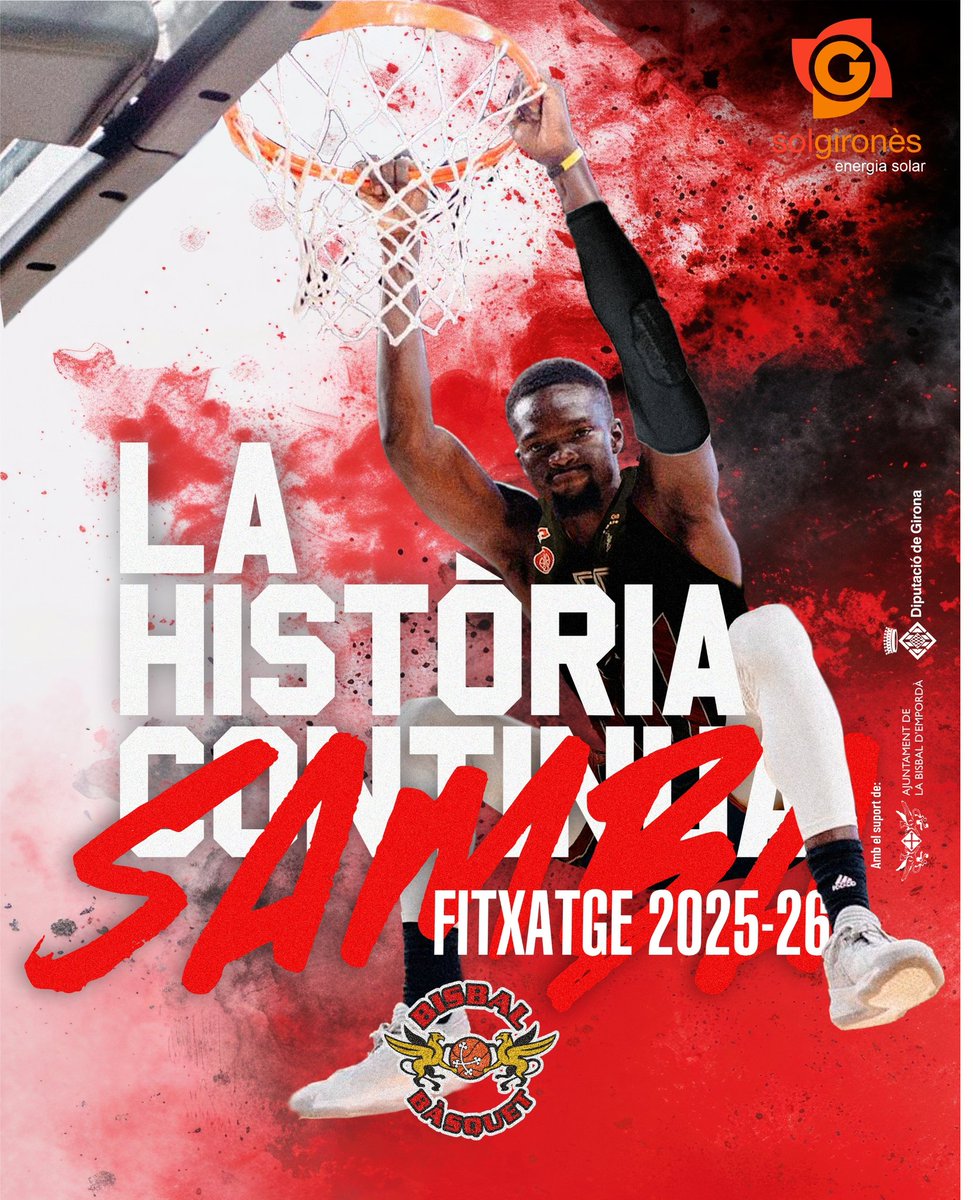 📢 OFICIAL 📢
✍️📝 Fitxatge
📅 25-26

Samba Kane <a href="/SambaKanesa/">Samba Kane</a>  (2,13m - 1999) 🇸🇳 és el nou fitxatge del Sol Gironès <a href="/bisbalbasquet/">Bisbal Bàsquet //*//</a> per la #2aFEB 2025-26 i serà el sostre de l'equip amb els seus 2,13 m

🗼🙌🏿 Kane, que la temporada 24-25 va jugar als Randers de Dinamarca, primer, i