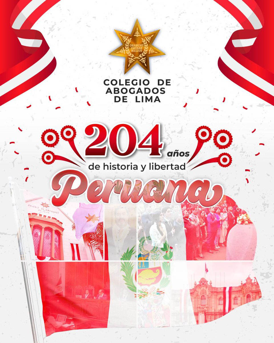 CALPERUOFICIAL's tweet image. 🔵📢Mensaje del Decano del Colegio de Abogados de Lima | 204° Aniversario de la Independencia del Perú 🇵🇪
En este 28 de julio, conmemoramos 204 años de la gesta heroica que nos legó la libertad y nos convirtió en una República soberana. Es una fecha que nos invita no solo a…