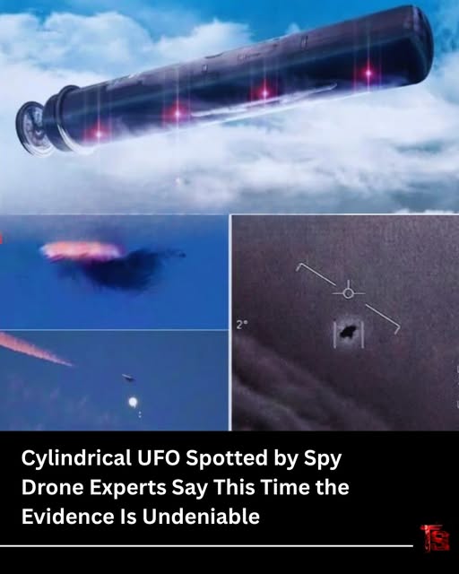 DailyHemo's tweet image. Breaking  news is shaking the skies. A spy drone has captured what experts are  calling one of the clearest and most baffling UFO sightings to date. The  object? A sleek black cylindrical craft hovering and maneuvering effortlessly above the clouds.