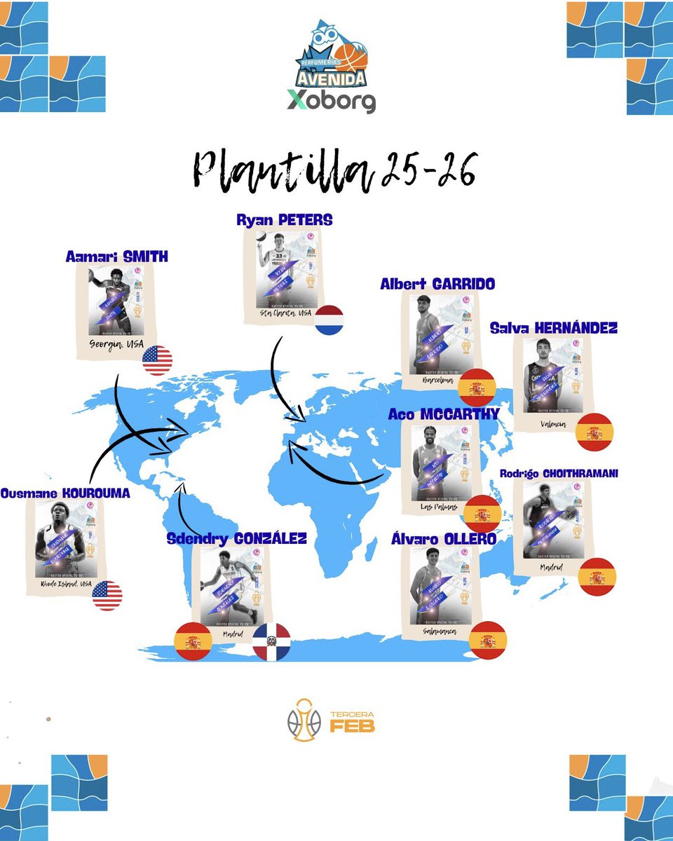 CBAvenida's tweet image. Un paseito por el mundo…
Y así queda la PLANTILLA del
💙 PERFUMERIAS AVENIDA XOBORG 2️⃣5️⃣/2️⃣6️⃣💙
➕ @acavenidatormes
#TerceraFEB espera 🔜