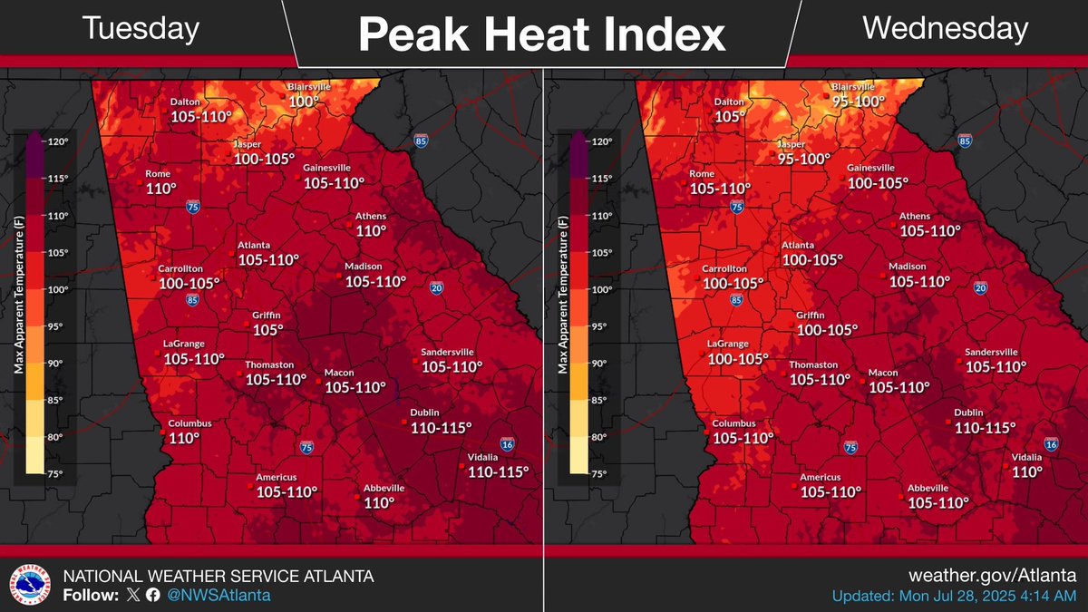 GaDeptAg's tweet image. With extreme heat expected in Georgia throughout this week, please take steps to protect pets and livestock.

• Provide shade
• Ensure access to fresh water
• Limit outdoor activity during peak heat hours

More info: bit.ly/3TXGMN1