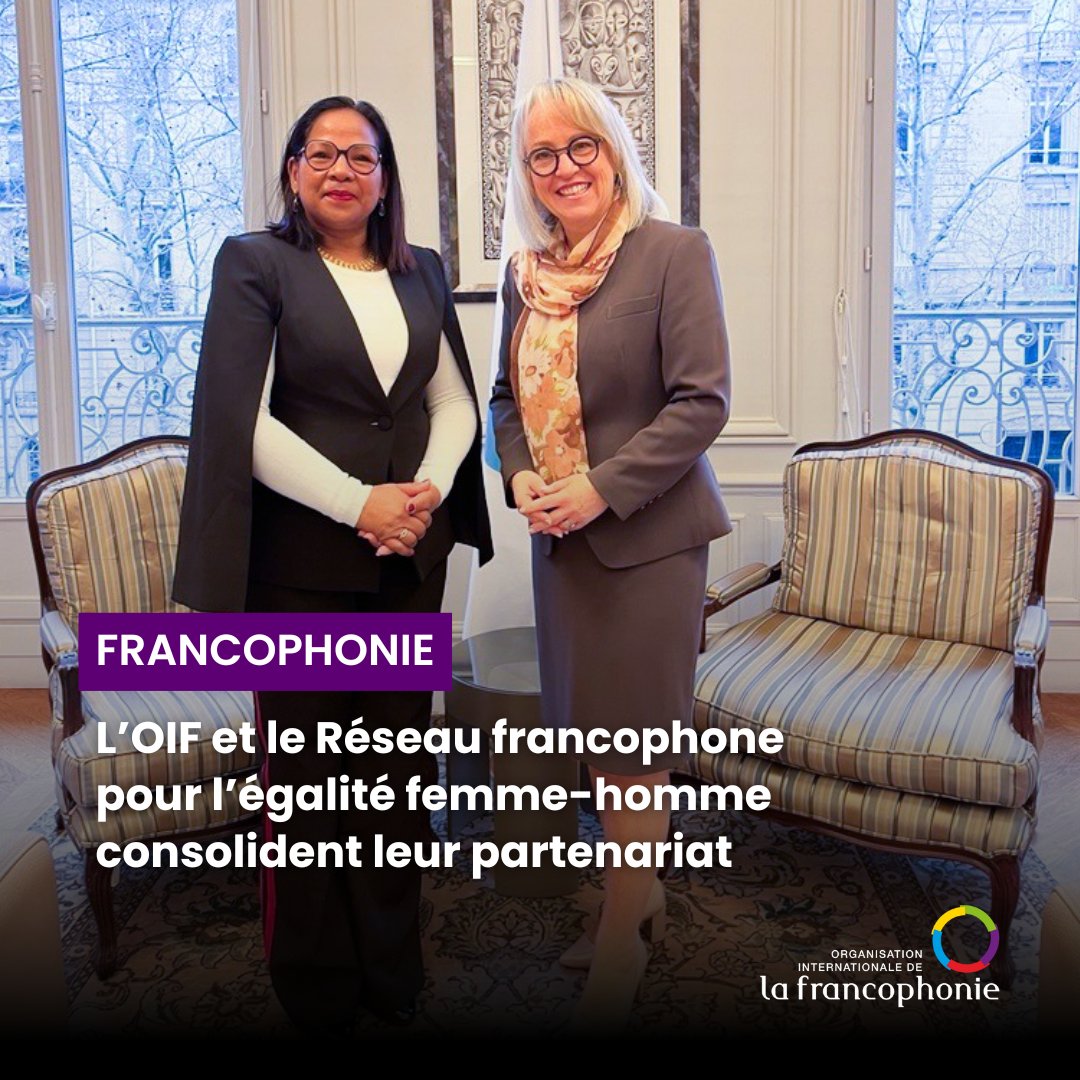 Forts de nombreuses collaborations, l’OIF et le Réseau francophone pour l’égalité femmes-hommes (RF-EFH) ont décidé de structurer davantage leur partenariat par la signature d’une convention le 9 juillet 2025.

🔗 En savoir plus : ow.ly/5oLN50Ww7t1

#Francophonie