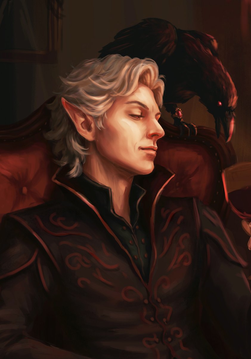 Another WIP 🎨

It rained all weekend, so I made good progress. Wouldn’t be complete without my favorite ravens😄
Hoping to finish it next weekend.

#astarion #bg3 #baldursgate3 #dnd
