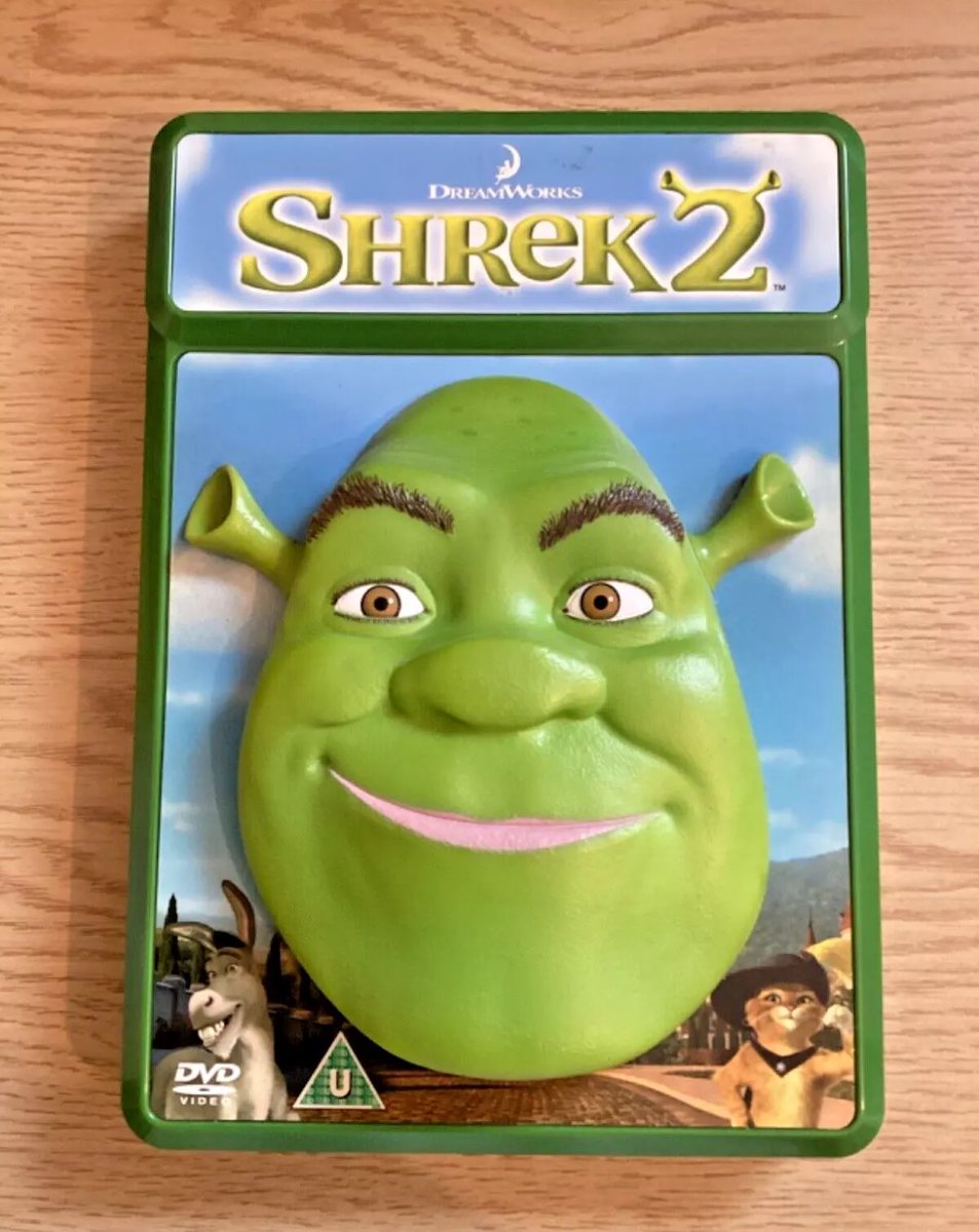 jamesxhorror's tweet photo. The first DVD I bought with my own hard earned cash was this. No hesitation. No regrets.
#shrekislife https://t.co/O6n1gFxGtv