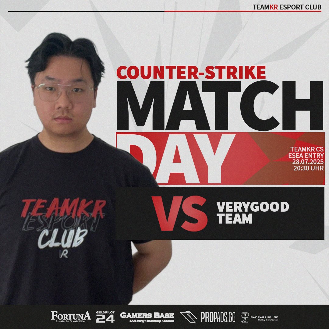 [ CS | Matchday ]

Und weil ein CS2-Match Abend wohl zu wenig für einen Montag ist, gibt es teamKR im Double Feature!

Und auch diesemal natürlich bei <a href="/TaiKahar/">Tai Kahar</a> im Stream!

🏆 ESEA Entry
🆚 VeryGoodTeam
⏰ 20:30 Uhr
📺 ttv/taikahar
🎙️ Tai Kahar

#esea #esport #cs2 #teamKR #twitch
