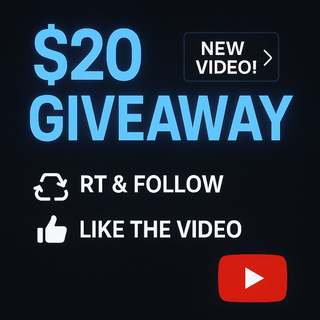 🚨 $20 GIVEAWAY 🚨

To celebrate my new video, I'm giving away $20! 🎉

Rules to enter:
🔁 RT &amp; Follow
👍 Like the video ➡️ youtu.be/9e1p4NnPEpU

Winner picked in 7d— good luck! 🍀