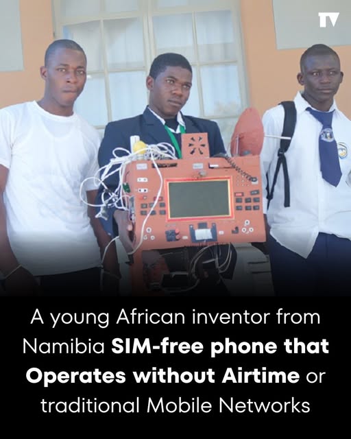 DailyHemo's tweet image. Simon  Petrus, a young Namibian inventor, developed a SIM-free phone using  radio frequency technology, enabling free calls without traditional  networks.