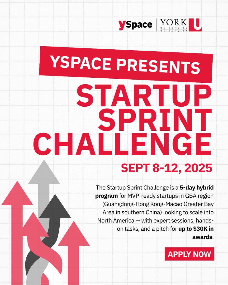 YSpaceYU's tweet image. MVP-ready startup? Join the 5-day Startup Sprint Challenge to scale into North America. Sept 8–12 → Expert sessions, hands-on tasks, & pitch for up to $30K in funding + support.
Apply by Sept 3 - f6s.com/yspace-startup…
#StartupSprintChallenge #YRTech