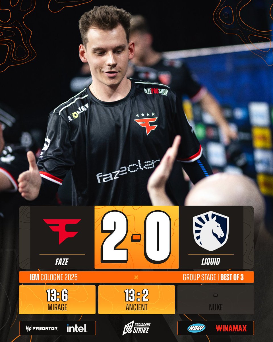 CroissantStrike's tweet image. LA JOURNÉE CONTINUE, LES STOMPS AUSSI ! 💥

🇷🇺 Spirit avance en playoffs tandis que 🗺️ Liquid est éliminé. 🇪🇺 FaZe avance donc dans le lower et retrouvera 🇹🇷 Aurora dès demain.