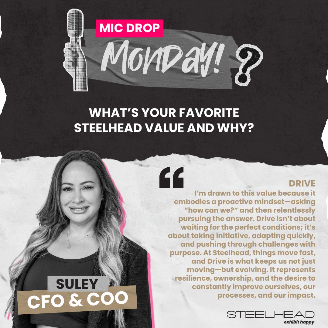 Suley’s fav value = Drive. Why?
Because waiting for perfect is overrated.

#MicDropMonday #Leadership #Drive