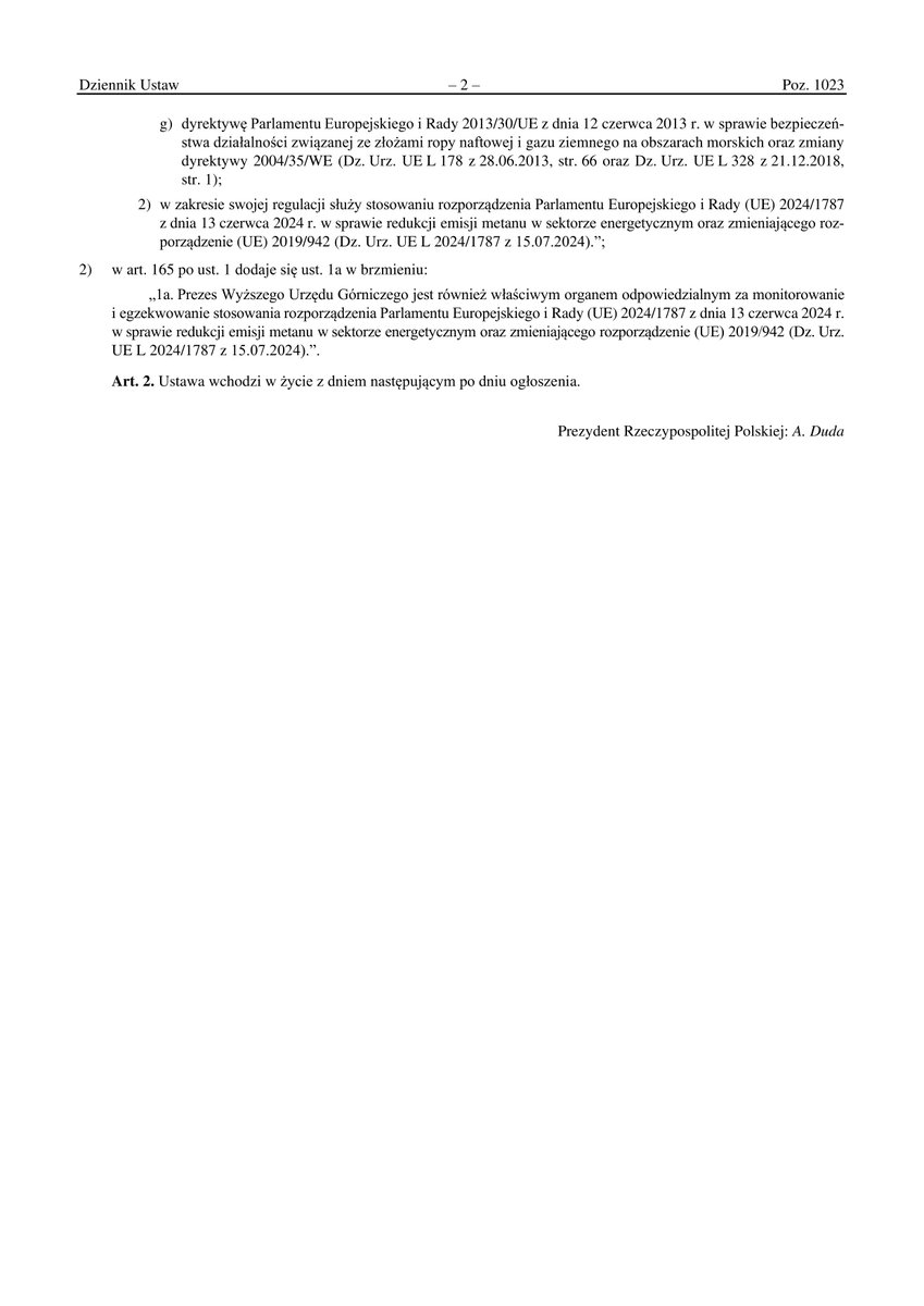 Dz.U. 2025 poz. 1023
Ustawa z dnia 25 czerwca 2025 r. o zmianie ustawy – Prawo geologiczne i górnicze
dziennikustaw.gov.pl/D2025000102301…