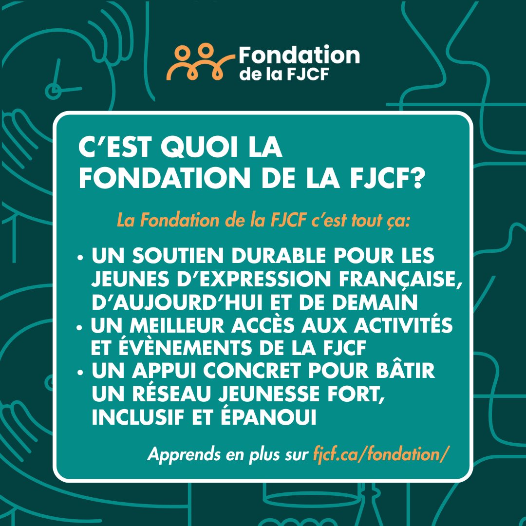 En novembre 2024, la FJCF a créé la Fondation de la FJCF dans le but de soutenir les intérêts et les aspirations des jeunes d'expression française d'aujourd'hui et de demain à travers le Canada. 

Aidez-nous à soutenir et aider les jeunes d'expression française au Canada!