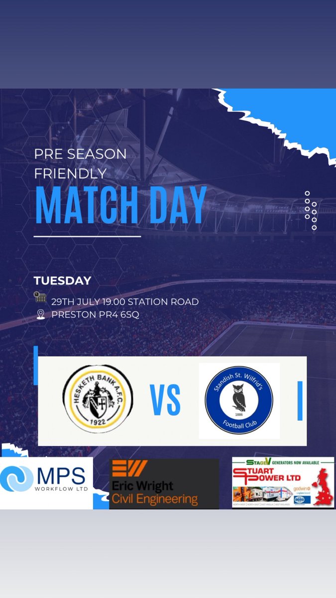 Standish St Wilfs FC 🦉 (@wilfs_fc) on Twitter photo We have more pre season action tomorrow night as our reserves are in action as we take on <a href="/HBAFC/">Hesketh Bank AFC</a> reserves. 19.00 kick off, get down and support the lads.
#UTW🦉 We have more pre season action tomorrow night as our reserves are in action as we take on <a href="/HBAFC/">Hesketh Bank AFC</a> reserves. 19.00 kick off, get down and support the lads.
#UTW🦉