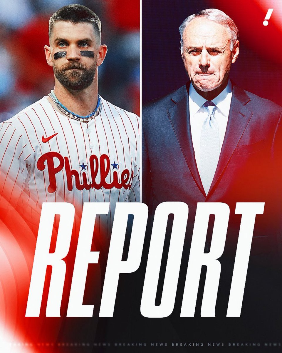 OOSSports's tweet image. Phillies star Bryce Harper reportedly got face-to-face with MLB commissioner Rob Manfred last week and told him to “get the f— out of our clubhouse” when the topic of a salary cap came up, per @JeffPassan.