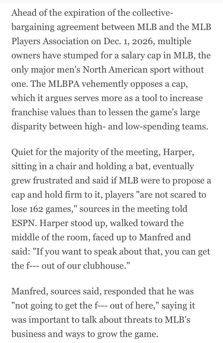 mdotbrown's tweet image. 1. They’re right. Owners just want to make more and spend less.
2. Harper in a meeting holding a bat like MJ is hilarious
3. So there IS a weaker commissioner than Adam Silver?