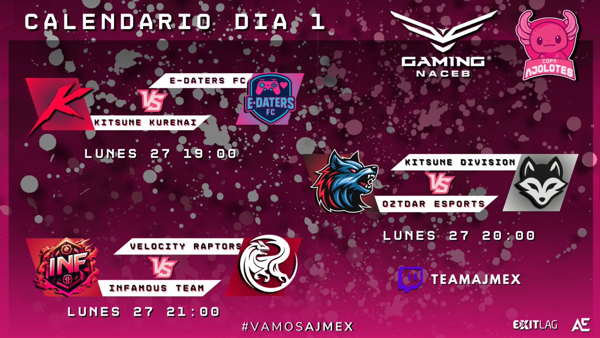 Infamous_Team's tweet image. Nos vemos el dia de hoy en la Copa Ajolote muchas gracias a @TeamAjmex  por contar con sotros para esta edicion

Nuestros primeros rivales son Velocity Raptors

9PM HORA MX
10PM HORA COL
11PM HORA VEN

#valorantcompetitive #copaajolote #teamajmex