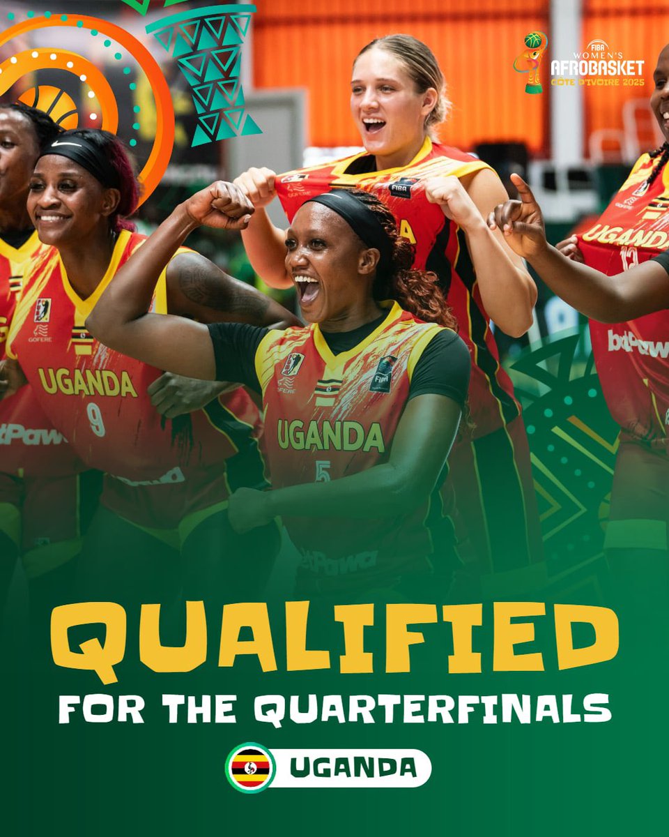 🇺🇬 Uganda is the first team to advance to the quarter finals! Congrats !🎊 

#AfroBasketWomen #LeadWithLegacy
