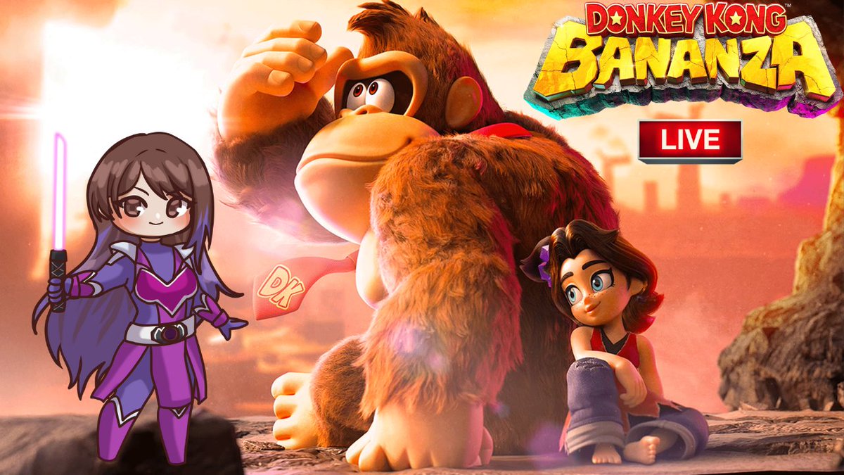 Hey awesome peeps! Will be live on #twitch and #YouTube  at 2pm pst continuing  Donkey Kong Bananza! Love ya all and see  you all there! #Vtuber素材 #gamergirl #Nintendo #SmallStreamersConnect #DonkeyKong
