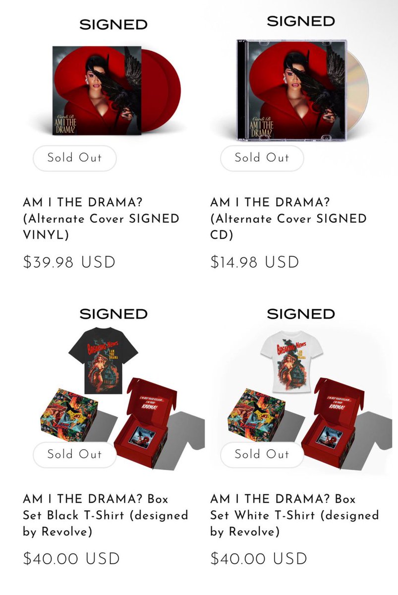 Cardi B’s “Am I the Drama?” alternate covers and box sets are now SOLD OUT on her official website! 👀