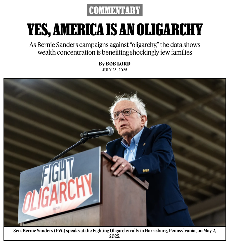 RollingStone's tweet photo. The concentration of American wealth has been, over the past dozen or so years, largely limited to the top 0.01 percent of American households, and half that concentration has benefited just 19 households.

That’s oligarchy.

Commentary: https://t.co/hD3TdQeY3r https://t.co/tJpO8qL925