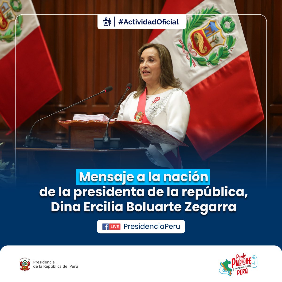 Presidencia del Perú 🇵🇪 (@presidenciaperu) on Twitter photo 🇵🇪 #FiestasPatrias | La presidenta de la república, Dina Ercilia Boluarte Zegarra, brinda su #MensajeALaNación desde el <a href="/congresoperu/">Congreso del Perú 🇵🇪</a>, en el marco del 204.º aniversario de la independencia del Perú. 📜
#UnPerúQueCreceUnido #28DeJulio #PonlePunchePerú ✨🇵🇪
➡️ 🇵🇪 #FiestasPatrias | La presidenta de la república, Dina Ercilia Boluarte Zegarra, brinda su #MensajeALaNación desde el <a href="/congresoperu/">Congreso del Perú 🇵🇪</a>, en el marco del 204.º aniversario de la independencia del Perú. 📜
#UnPerúQueCreceUnido #28DeJulio #PonlePunchePerú ✨🇵🇪
➡️