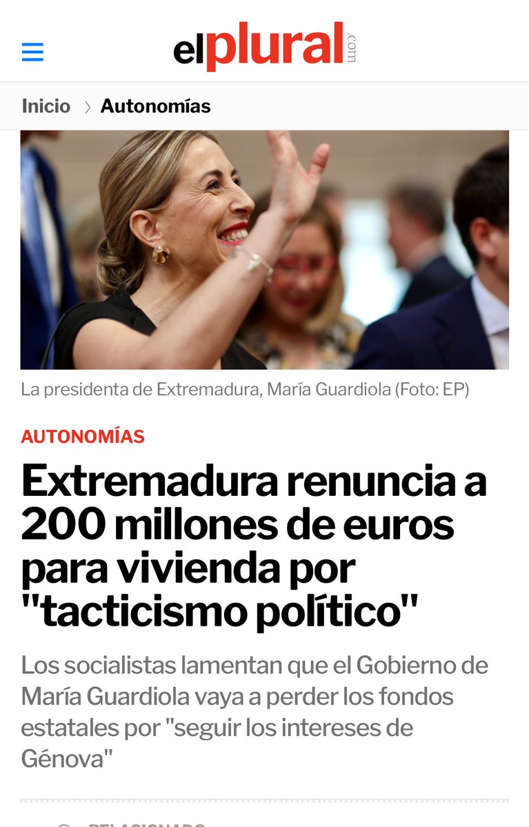Ritaalberdi's tweet image. Guardiola y el PP de Extremadura rechazarán los 200 mill.  previstos en el Plan Estatal de Vivienda del Gobierno porque 
➡️ La Junta debería aportar otros 80 mill
▶️ Pretenden que los pisos que se han edificado con fondos públicos puedan 
venderse como privados a  los 20 años 😳