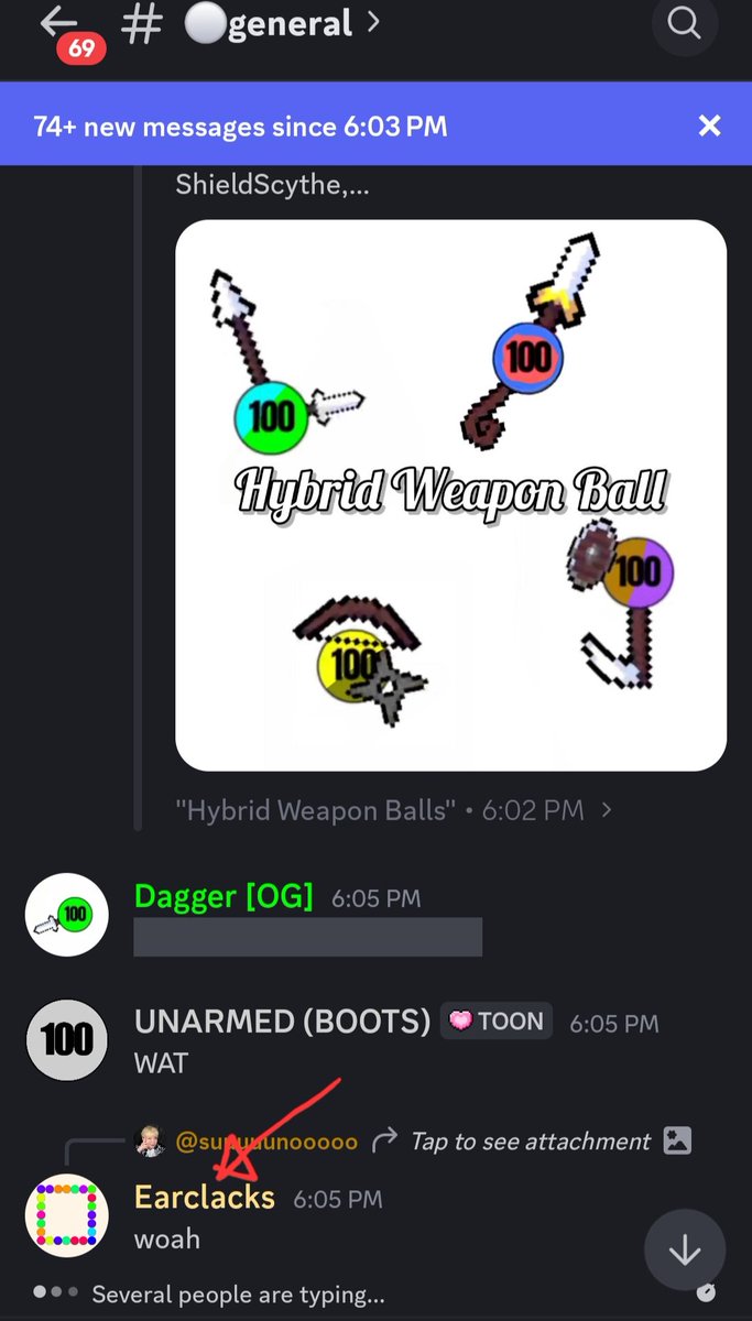 FlothyTothy's tweet image. People in the Discord are coming up with ideas and one idea caught the game devs eye.
Will we see Hybrid weapons soon and what would be your favorite Hybrid weapon? 👀
#earclacks Weapon Ball