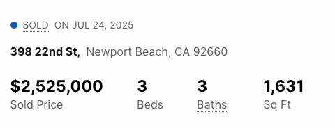 Update - this home SOLD for $2.525mm which is $130,000 OVER asking for which is prob a tear down or a massive remodel. 

Welcome to Newport Beach