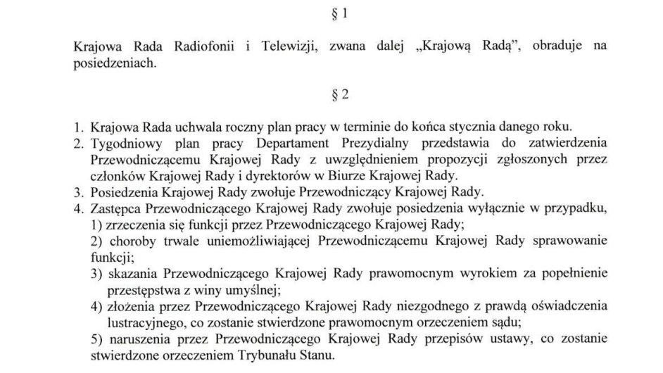 Oto wycinek regulaminu <a href="/KRRiT__/">KRRiT</a> : jak widać posiedzenie rady zwołuje Przewodniczący!!!!!!!
Niezgodnie z regulaminem jest odwołanie!