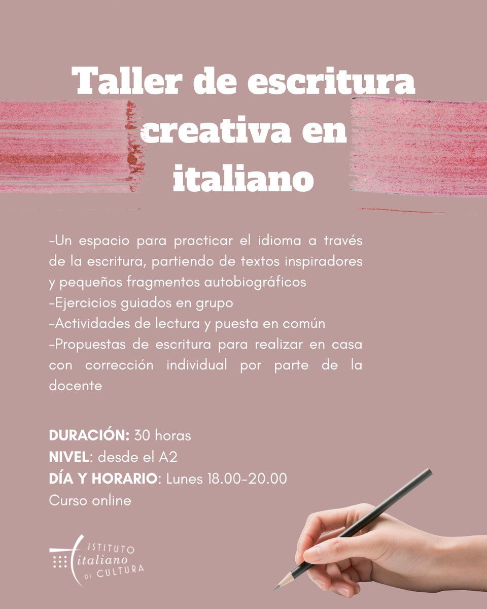 INSCRIBITE ahora a nuestros cursos de conversación y temáticos🗓️ Inicio: semana del 11 de agosto
🔗 Inscripciones y más info📱 +5491130335322📩 corsilingua.iicbuenosaires@esteri.it🌐 iicbuenosaires.esteri.it

#iicbaires #estudiaritaliano #italiano #cursosdeitaliano