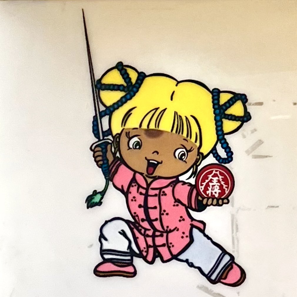 odainu's tweet image. 大阪王将のキャラクター「りんりんちゃん」
たぶん黄色い髪の毛がデフォルトで青髪がレアっぽい？
どっちもかわいい。