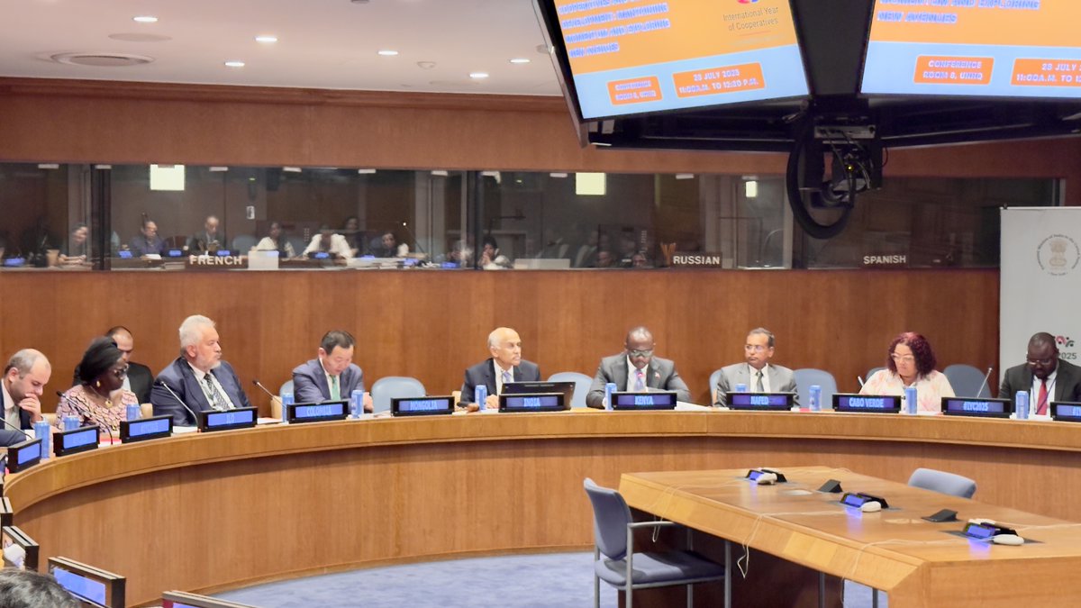 At today’s event hosted by #India, #Kenya, &amp; #Mongolia, the @ILO highlighted how cooperatives are advancing the 6 SDG transitions, from food systems to energy, #digitaltransformation, #education, #decentwork &amp; #socialprotection, &amp; #climateaction. Cooperatives deliver. #Coops4SDGs