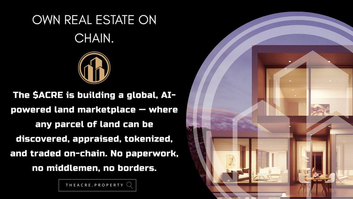 the_acre_SOL's tweet image. The ACRE is an AI-powered real estate protocol that brings global property ownership on-chain.
Using big data and machine learning, it delivers real-time land valuations and enables trustless, borderless transactions.
ACRE turns land into a programmable asset class — unlocking…
