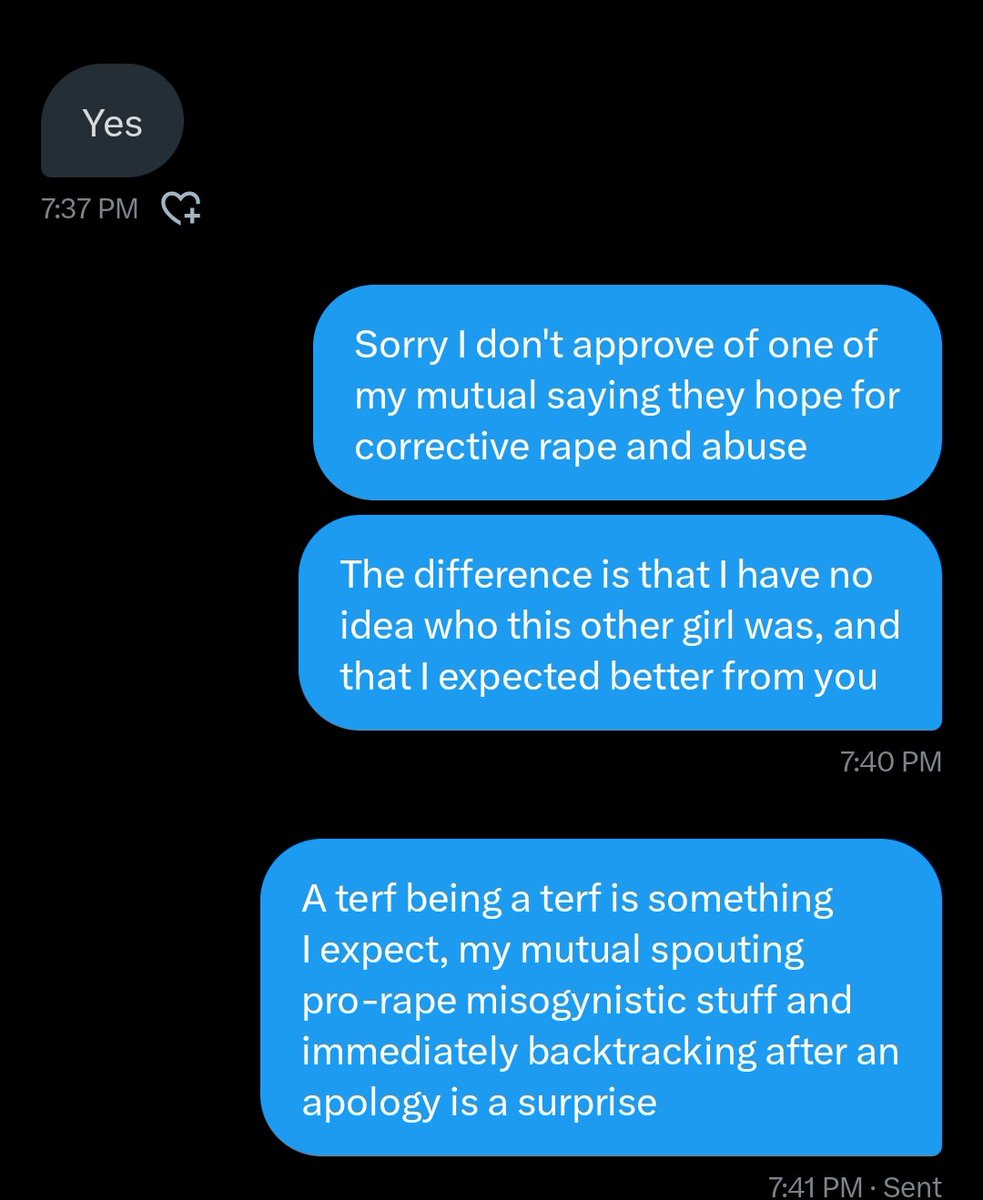 I'm just gonna leave this here since this account refuses to just be normal and now just turned into a "detrans grifter" because I called her out for sending corrective rape shit to other people. You are an adult, grow up.