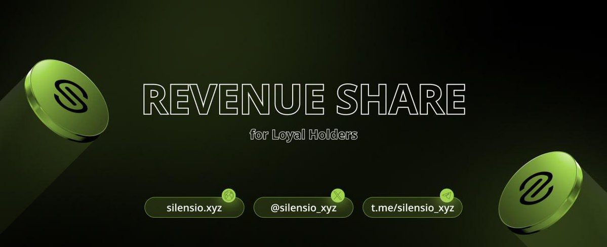 Revenue Share for this week is now claimable at: dashboard.silensio.xyz

💰 Total Revenue: 1.3 ETH
👥 Eligible Holders: 75 $SILEN holders

📌 New Requirement:
To be eligible, you must hold at least 0.25% of total $SILEN supply

⏳ You have 24 hours to claim
Unclaimed rewards