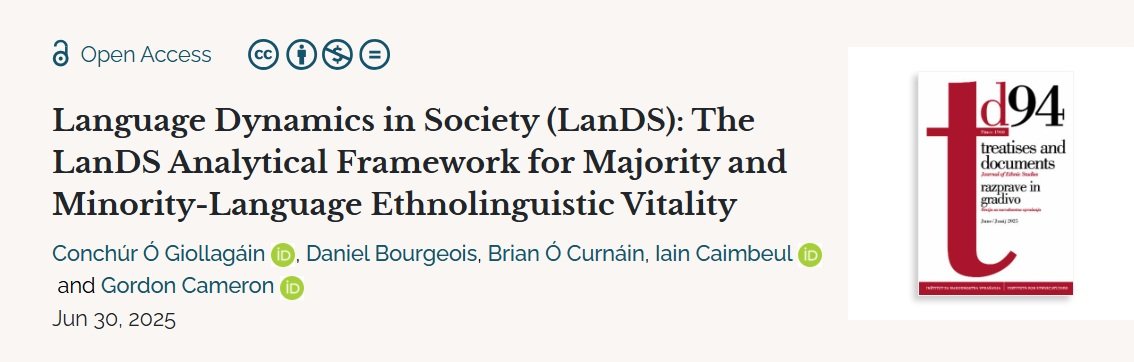 A research note on our recently published Language Dynamics in Society article available here: bit.ly/3IMZrsw - a new analytical framework of Ethnolinguistic Vitality (EV) + a comprehensive revision of Fishman’s and others’ vitality models: doi.org/10.2478/tdjes-…