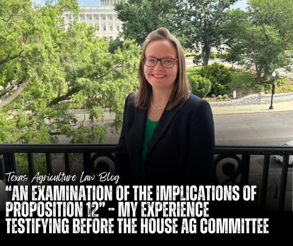 Last week, I had the honor of testifying before the House Ag Committee in D.C. on the impacts of Proposition 12. Grateful to Rep. Angie Craig for the invitation and to everyone who helped me prepare. 

agrilife.org/texasaglaw/202…