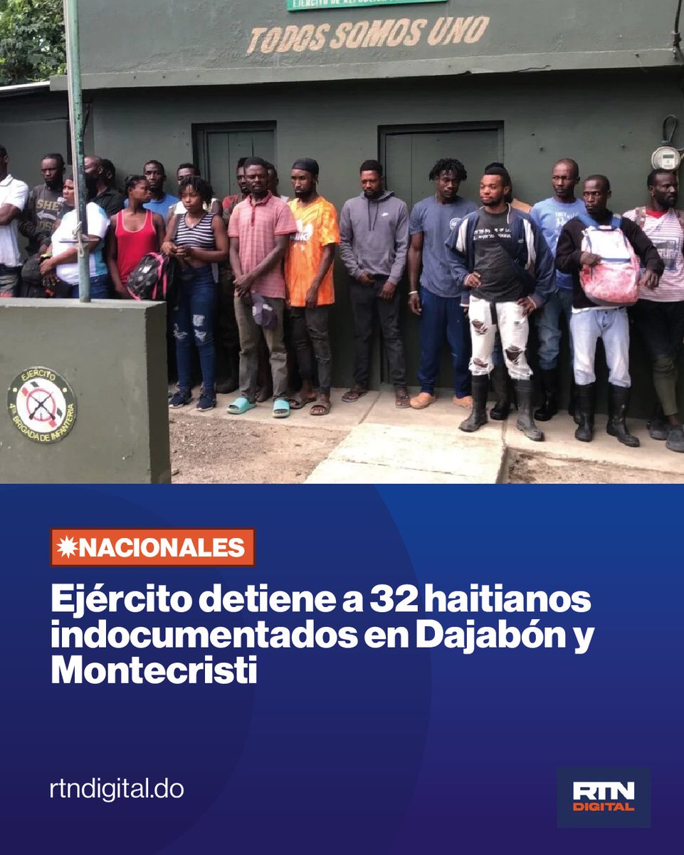 El Ejército de República Dominicana detuvo a 32 ciudadanos haitianos en condición migratoria irregular. Las intervenciones se realizaron en los puestos de chequeo de La Aminilla, en Dajabón, y Hatillo Palma, en Montecristi.  

#RTNDigital