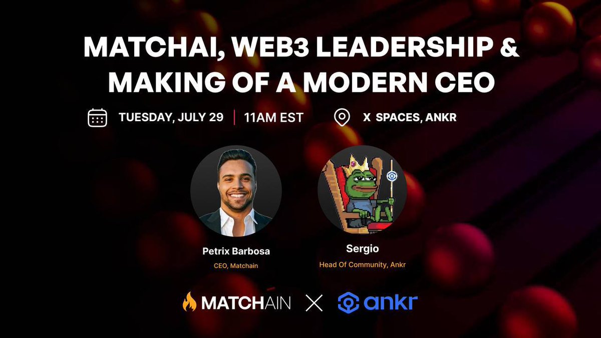 Don't miss the partner spotlight with <a href="/ankr/">Ankr</a>! 🚨

We're diving into:
✨ Building in Web3
✨ The future of $MAT
✨ What it takes to lead in Blockchain today

🗓️ July 29, 2025 (Tuesday); 11am EST

Join us: x.com/i/spaces/1vAxR…